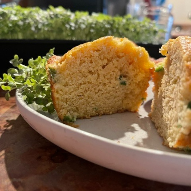 Jalapeno Wasabi Mustard Cornbread Muffins