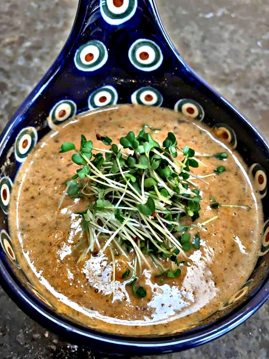 Broccoli Microgreens with Hungarian Mushroom Soup