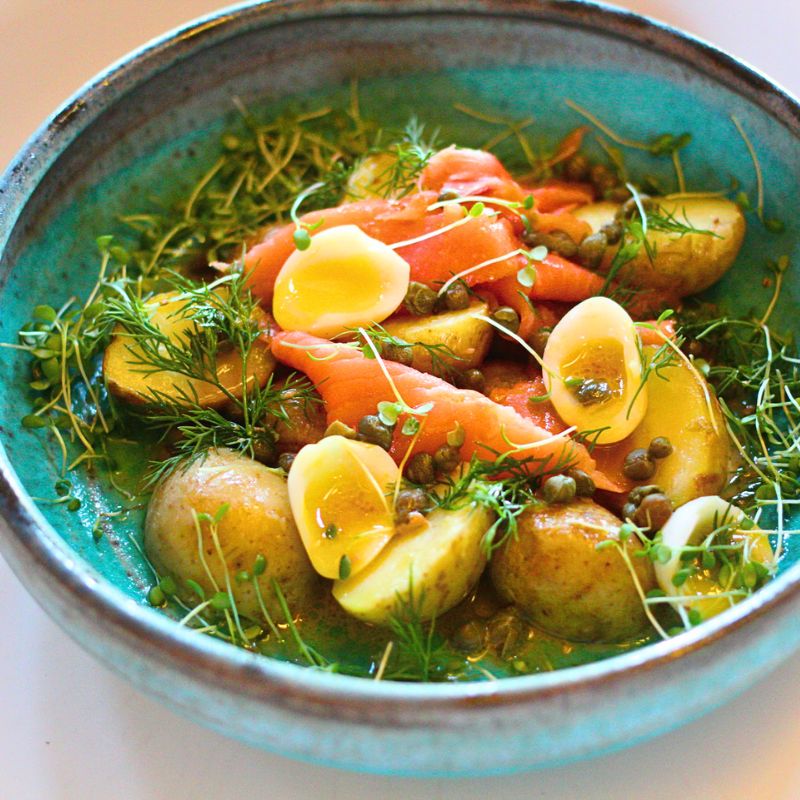 Smoked Salmon with Potato & Quail Egg Salad