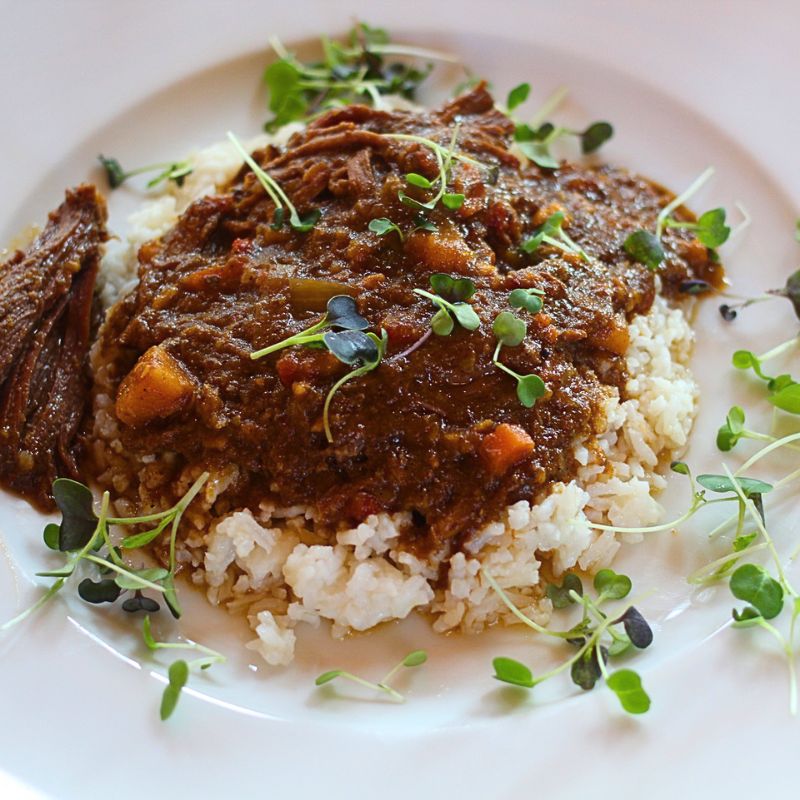 Beef Stewed Over Rice Slow Cooker Beef Curry Stew over Rice – Hamama