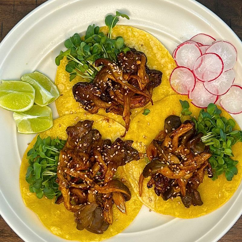 Spicy Tangy Oyster Mushroom Tacos