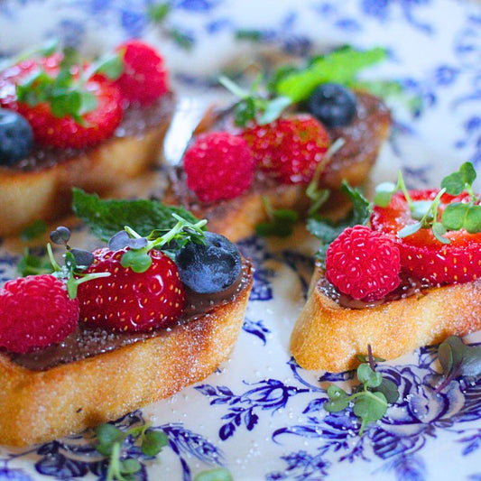 Fresh Berry & Hazelnut Chocolate Spread Crostini