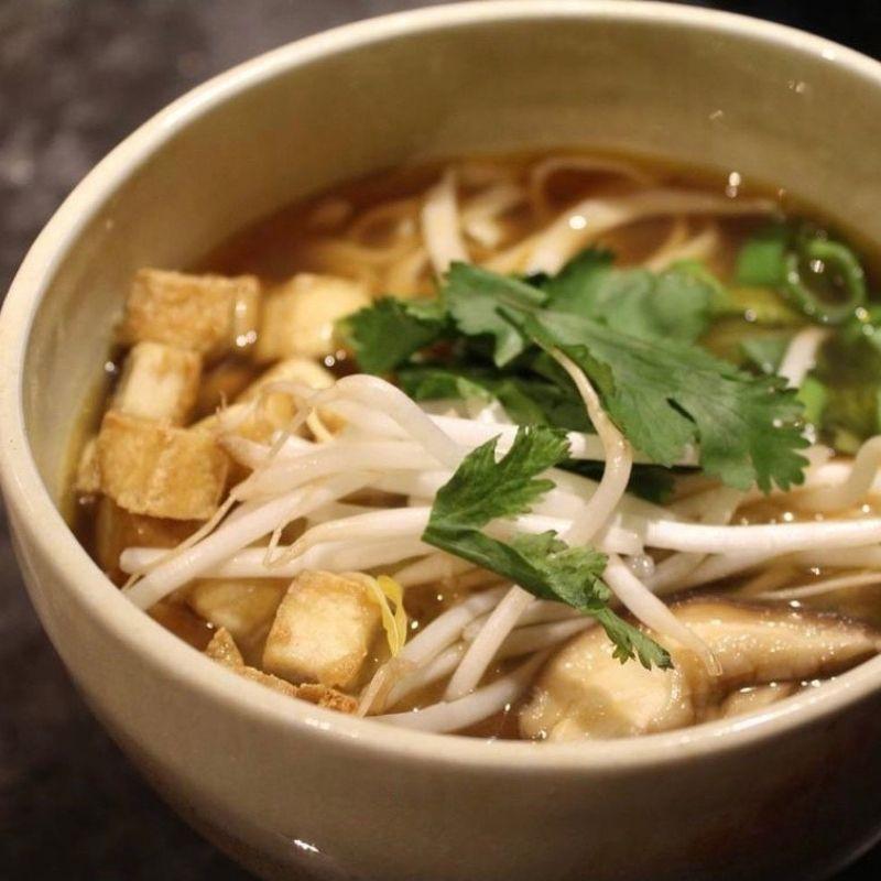 Vegan Pho Soup with Crispy Tofu & Green Onions