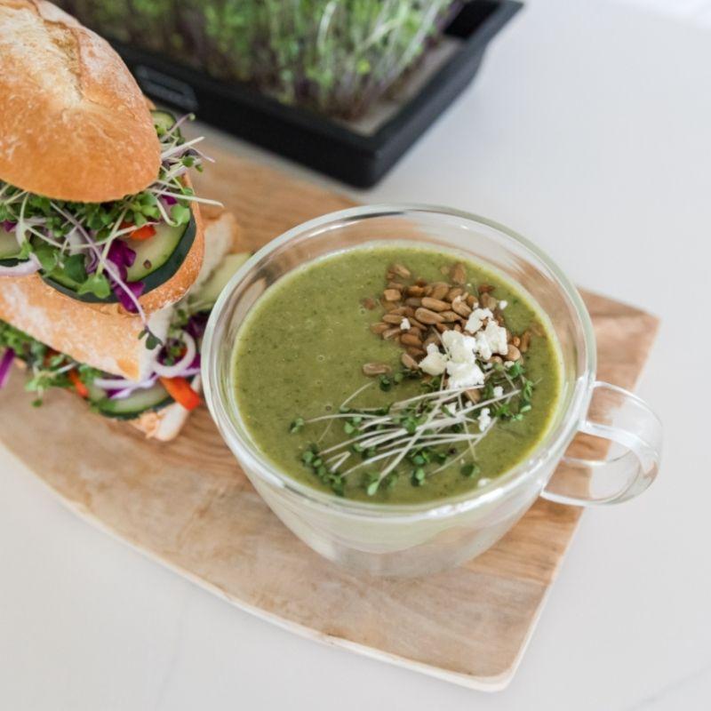 Roasted Broccoli and Microgreen Soup
