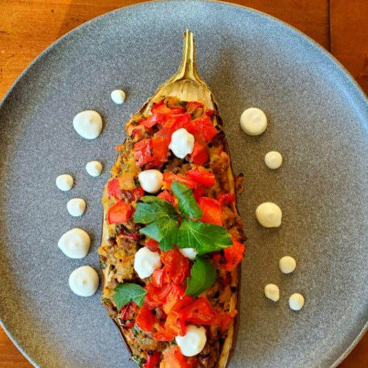 Stuffed Eggplant with Garlic Aioli