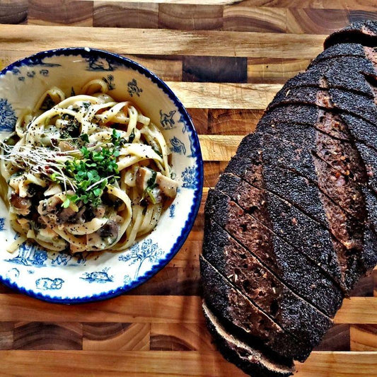 Creamy White Wine Linguine Pasta with Lobster Tail, Shrimp & Squid