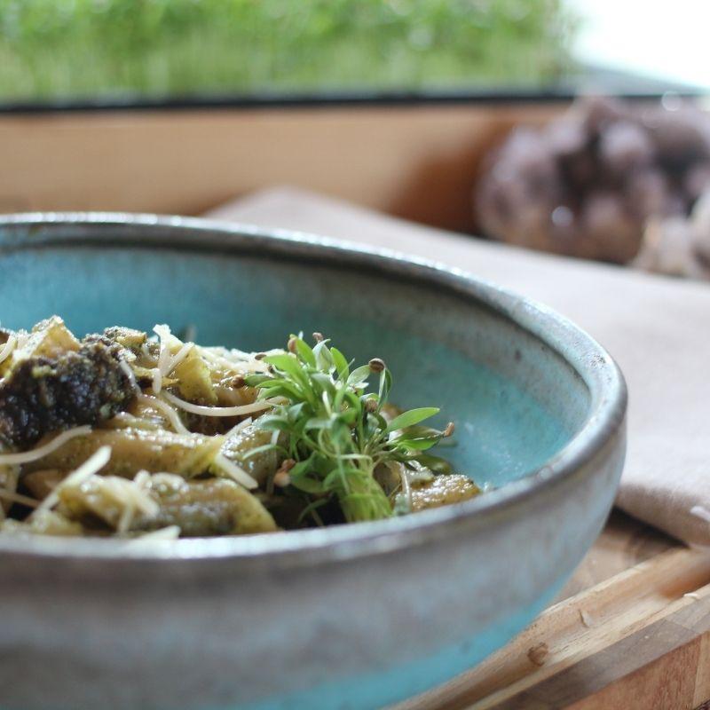 Cilantro Pesto Pasta with Scallops