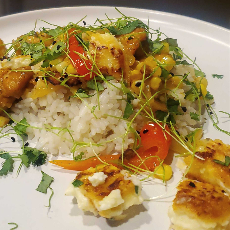 Creamy Cajun Chicken & Rice with Pan-Seared Feta