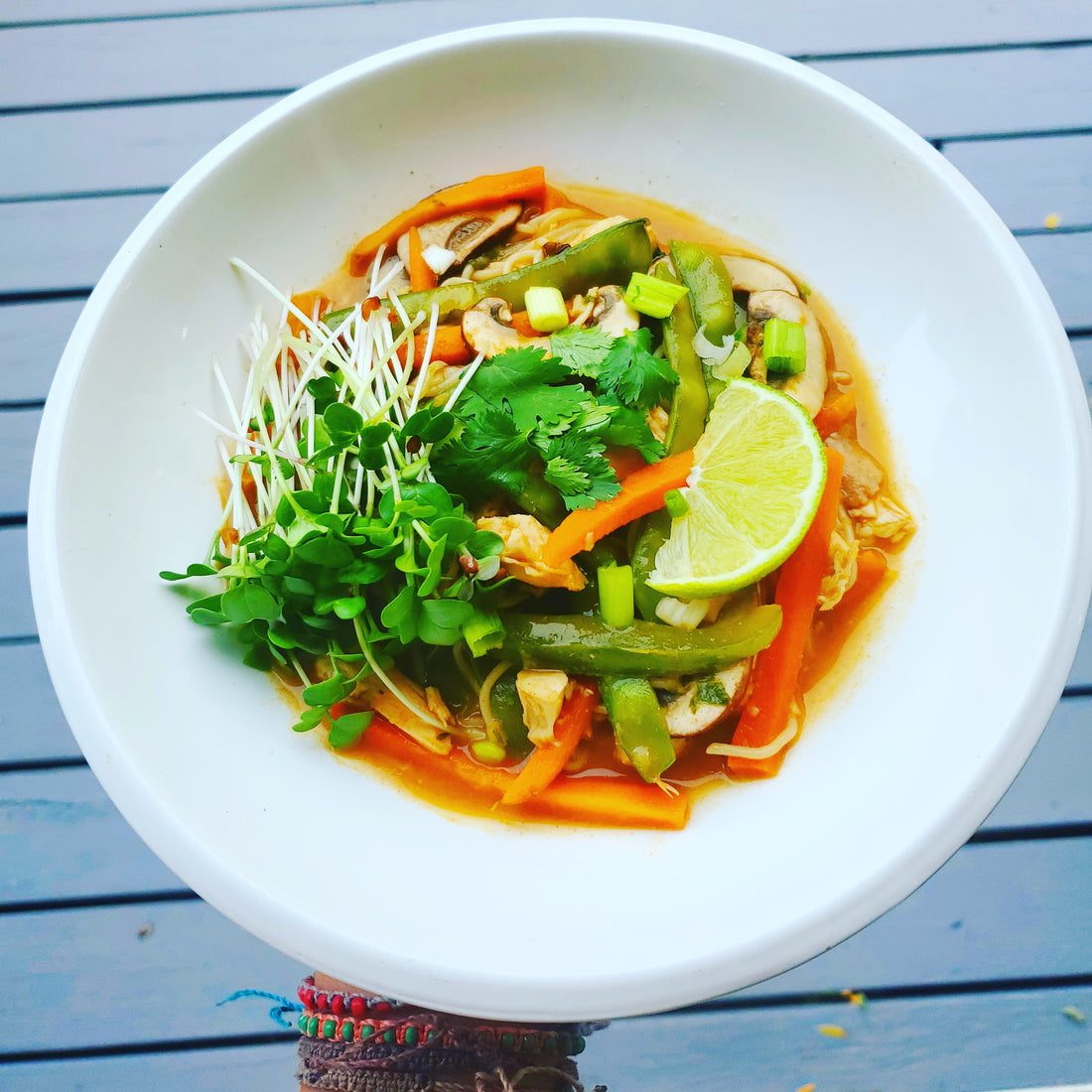 Spicy Asian Chicken & Rice Noodle Soup
