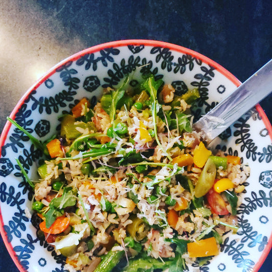 Pesto Quinoa Salad with Roasted Vegetables