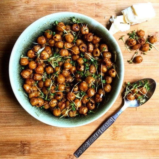 Mustard Microgreen Crispy Chickpeas