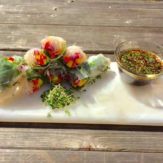 Minty Spring Rolls With Microgreens and Rice Noodles