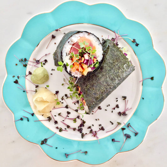 Sushi Burrito With Spicy Daikon Radish and Super Salad Mix Microgreens