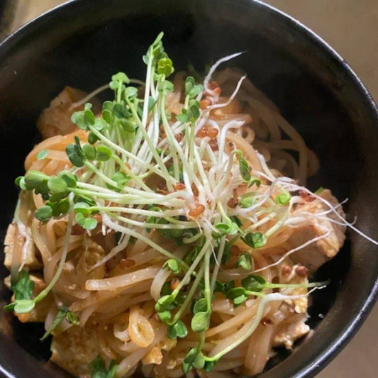 Tofu Pad Thai with Radish Microgreens