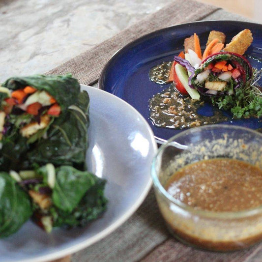 Vegan Chard Wraps with Thai Peanut Sauce