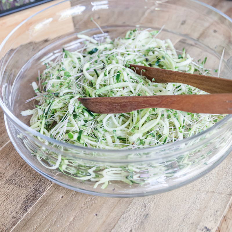 Zucchini Pasta with Microgreens, Lemon & Garlic