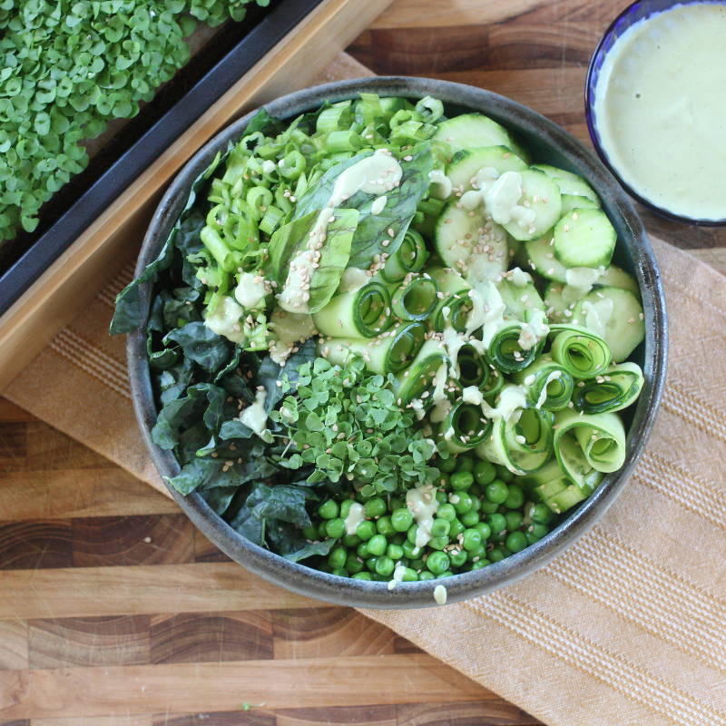 Green Goddess Basil Microgreen Salad