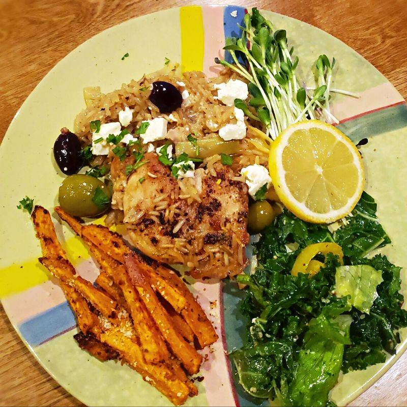 One-Skillet Mediterranean Chicken & Rice