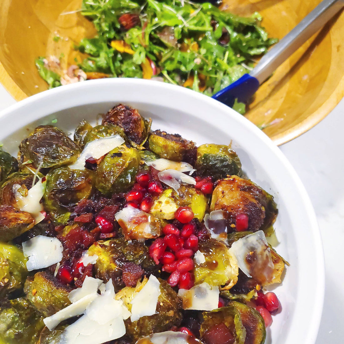 Roasted Brussels Sprouts with Bacon & Pomegranate