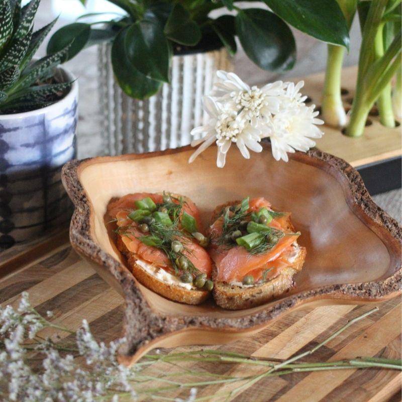 Smoked Salmon with Capers, Cream Cheese, Dill & Green Onion on Rye Bread